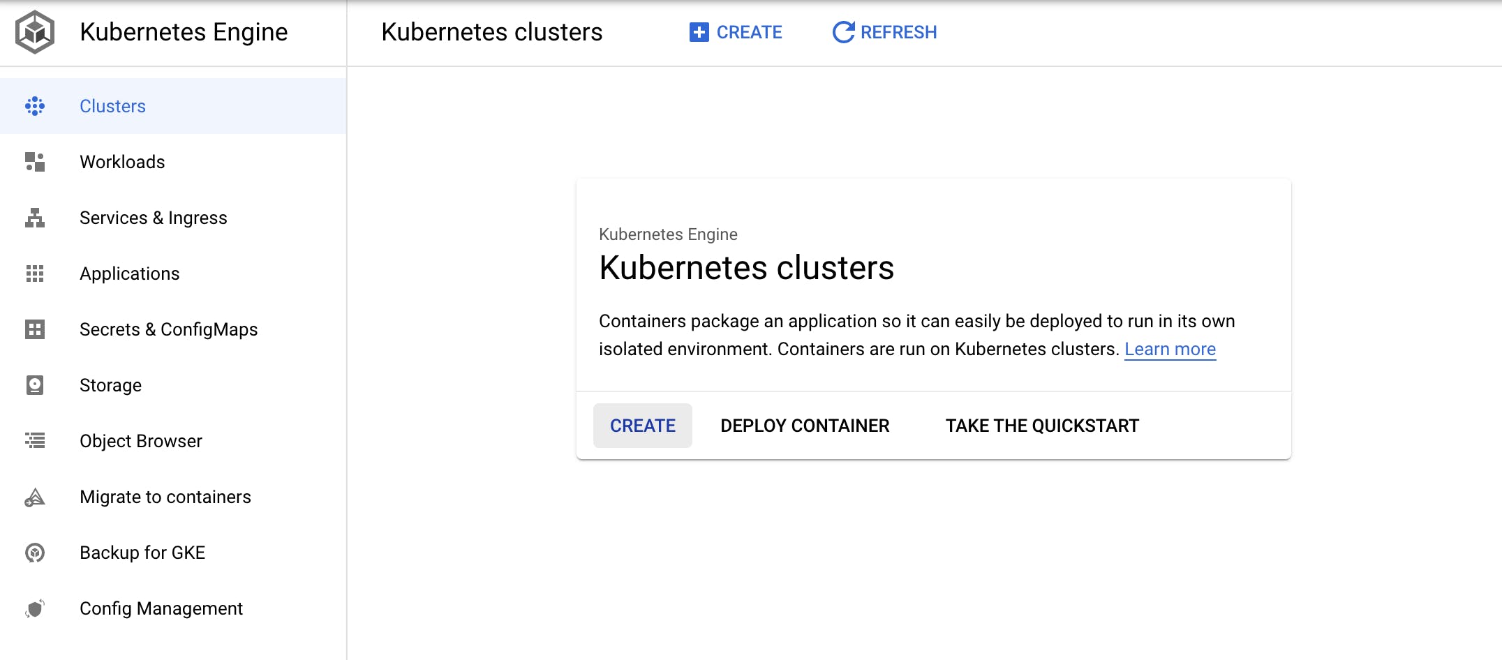 Figure 1: GKE dashboard