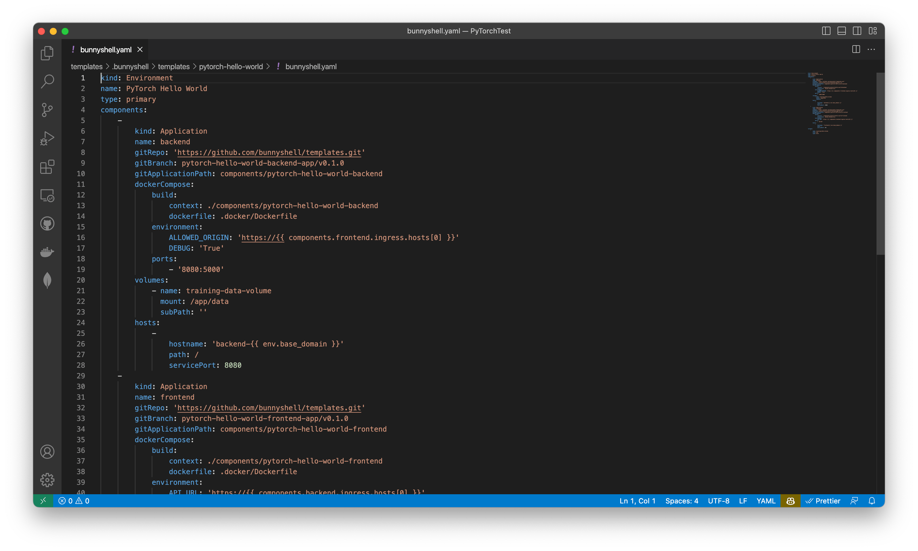 You can modify the gitRepo in the Bunnyshell YAML file, which is visible here.