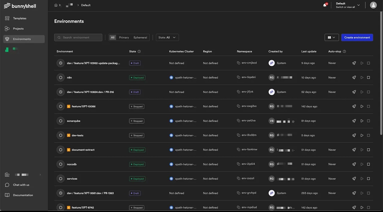 Bunnyshell product demo