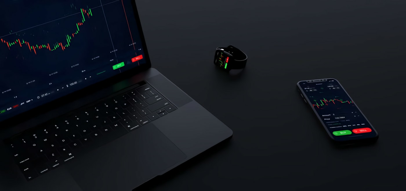 Trading and investment platform on laptop and phone