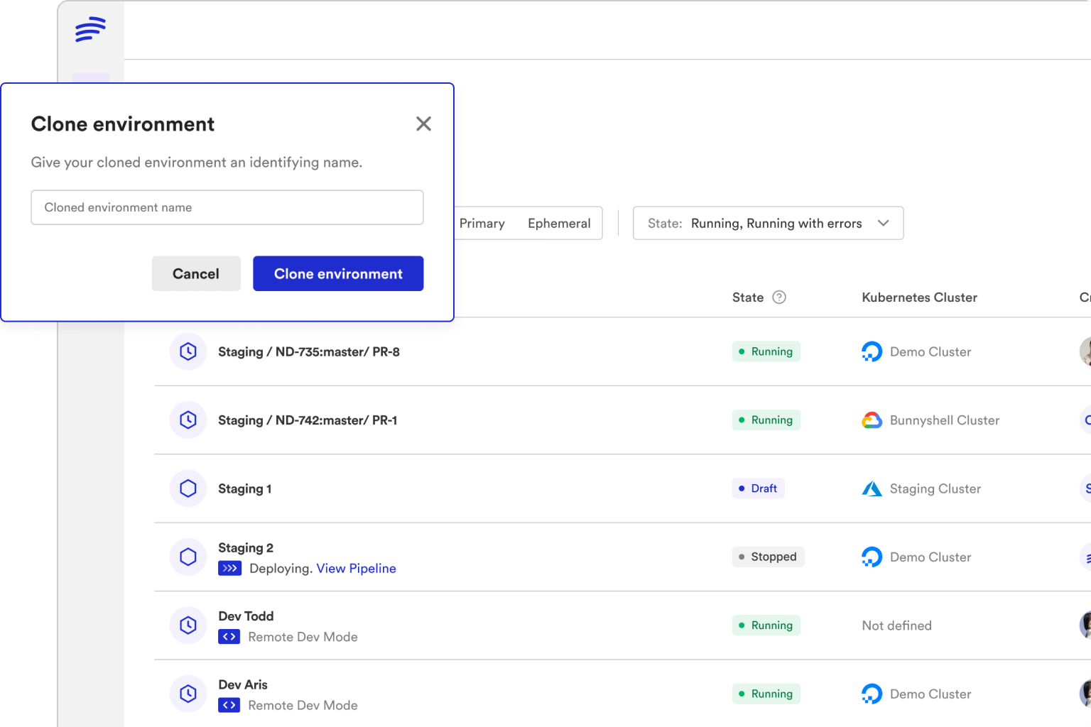On-demand Production-like Environments with just one click